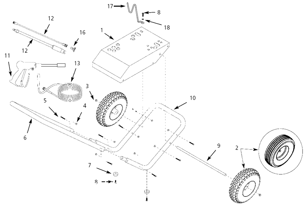 Assembly Parts Diagram and Parts List for PW222010LE  Campbell Hausfeld Pressure Washer